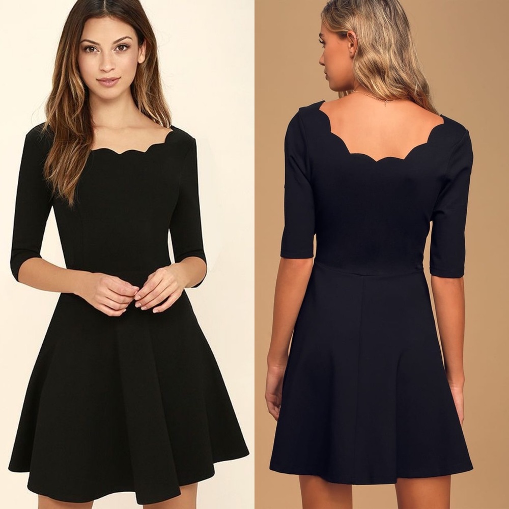 Lulu’s Black Scalloped Skater Dress